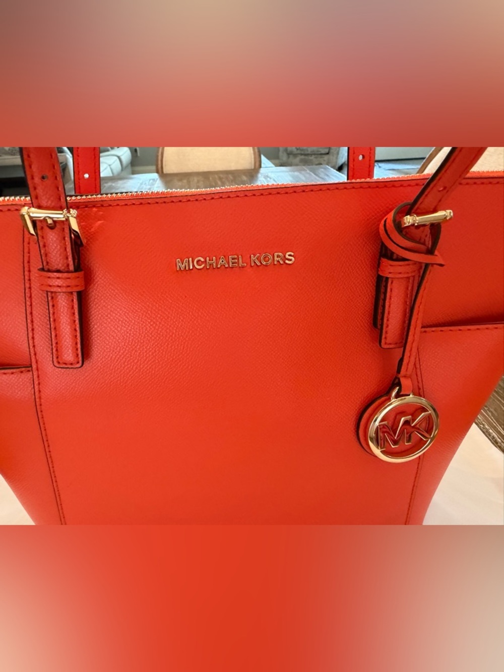 MICHAEL KORS Clementine Orange Saffiano Leather Tote - Picture 3 of 16